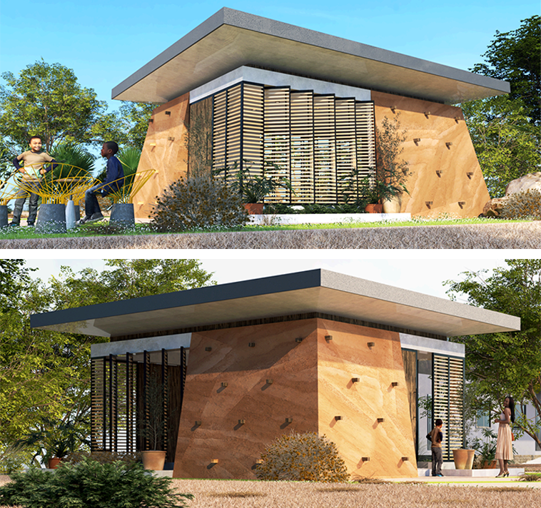 Women collaborating in a rural architectural project
